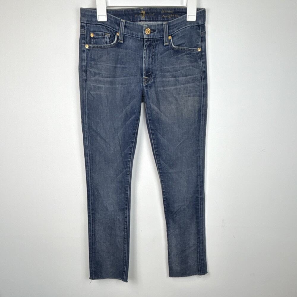 7 For All Mankind Jeans women's  27 straight leg medium wash raw hem Normcore